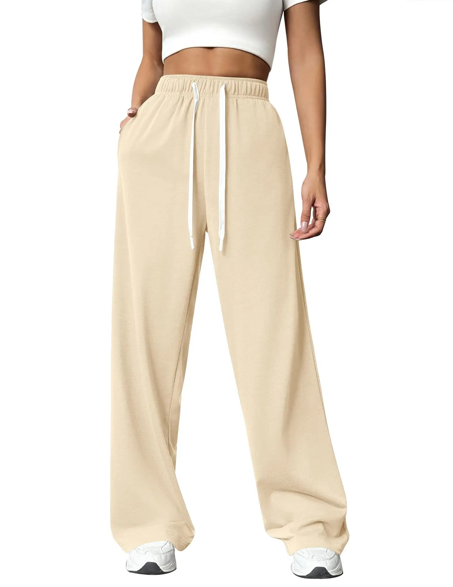 Traje de belleza 2026 Otoño e Invierno cintura elástica suelta pierna recta pierna ancha deportes Casual pantalones de casa temperamento mujeres ﻿