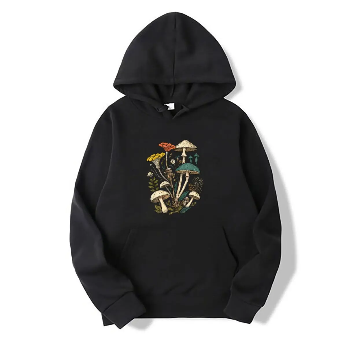 Vintage Wild Mushroom Botanical Forest Fungi Illustration Autumn and winter new men's and women's hooded sweatshirts