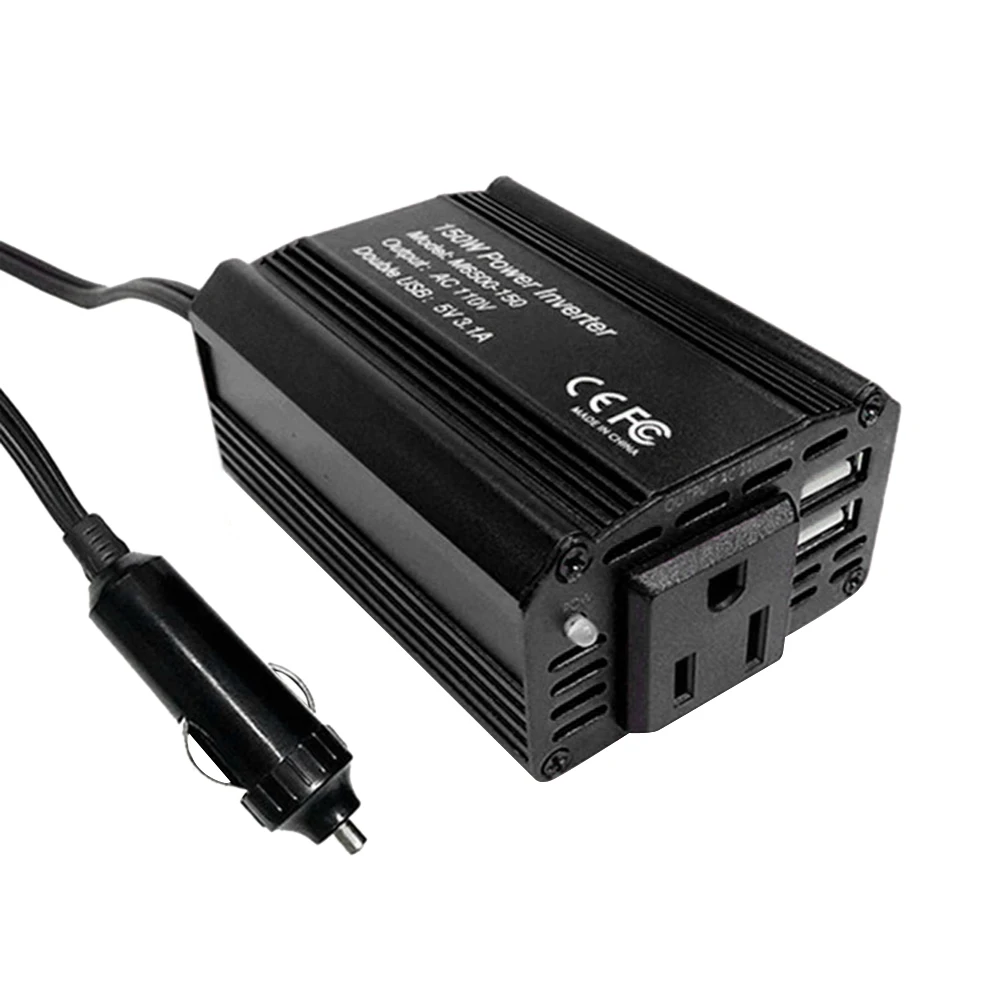 

150W Power Converter Small Portable 12V 110V/220V Power Inverter Car Charge Converter with Cooling Fan EU US Plug Socket
