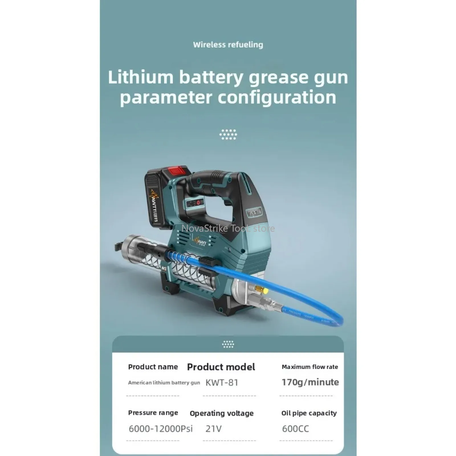 Brushless 600CC Electric Grease Gun High-Pressure Auto/Manual Grease Injection for Excavator Construction For Makita 18V battery image 5