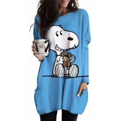 Woman's Hoodie New Autumn/Winter Fashion Y2K Snoopy cartoon print Sweatshirts Round Neck Coat Loose Long Sleeve Hatless Hoodie