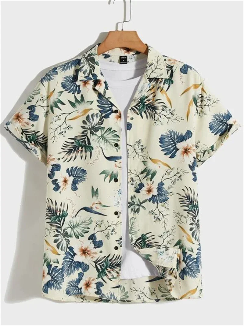 3D Printing Cuban Collar Shirts For Men's Summer Vintage Elements Shirt Hawaii Beach Men's Clothing Outdoor Street Loose Top