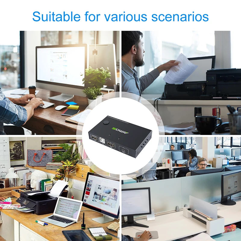 4Kx2K@30Hz TYPE-C/HDMI-compatible KVM switcher Internet Splitter Adapter HDMI-compatible sharing switch 2 In 1 Out Game switch