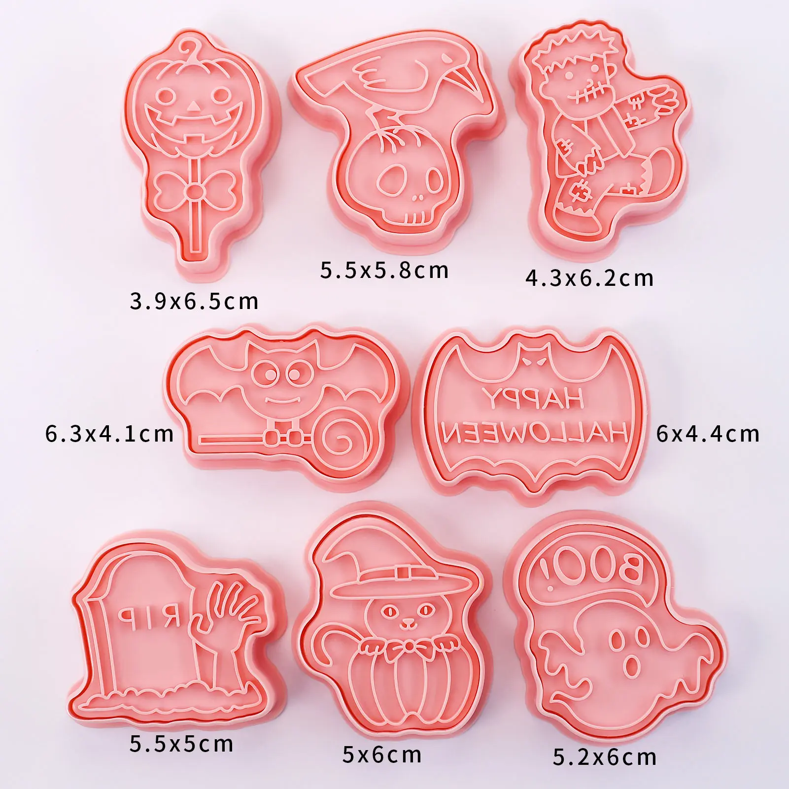 Halloween Cookie Stamp Cutters 8Pcs Ghost Zombie Tombstone Pumpkin Bat Biscuit Mold Fondant DIY Baking Supplies for Halloween view 6