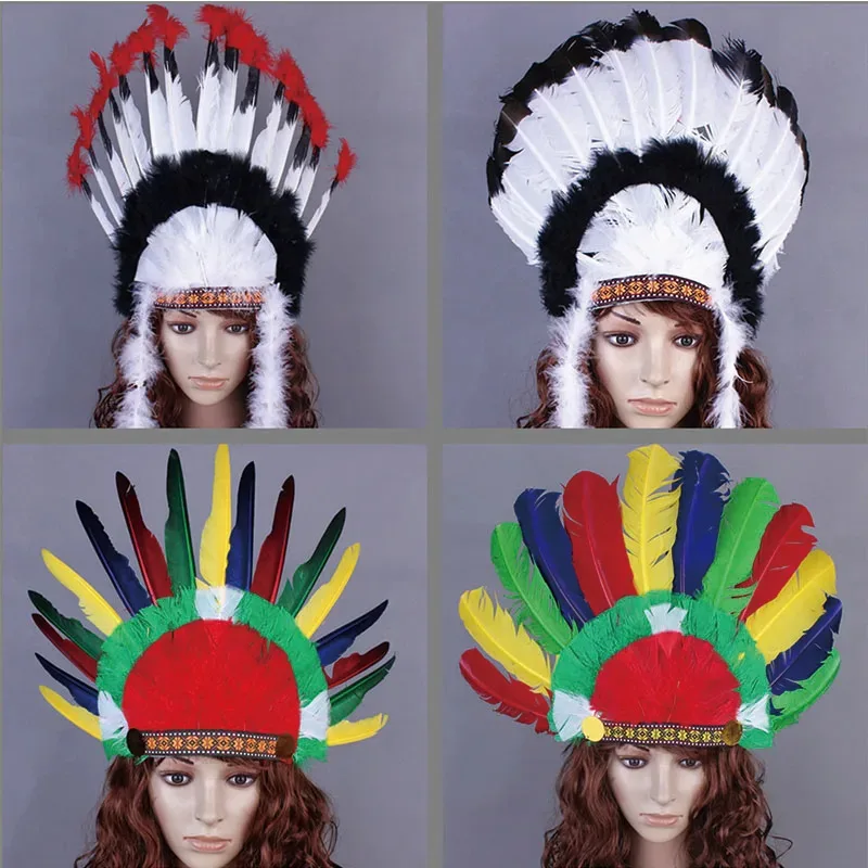 Индийская шляпа, головной убор с перьями, декоративные аксессуары для мужчин и женщин, аксессуары для головы для сцены, Хэллоуина, нарядное платье, маскарад Индийская шляпа, головной убор с перьями, декоративные аксессуары для мужчин и женщин, аксессуары для головы для сцены, Хэллоуина, нарядное платье, маскарад