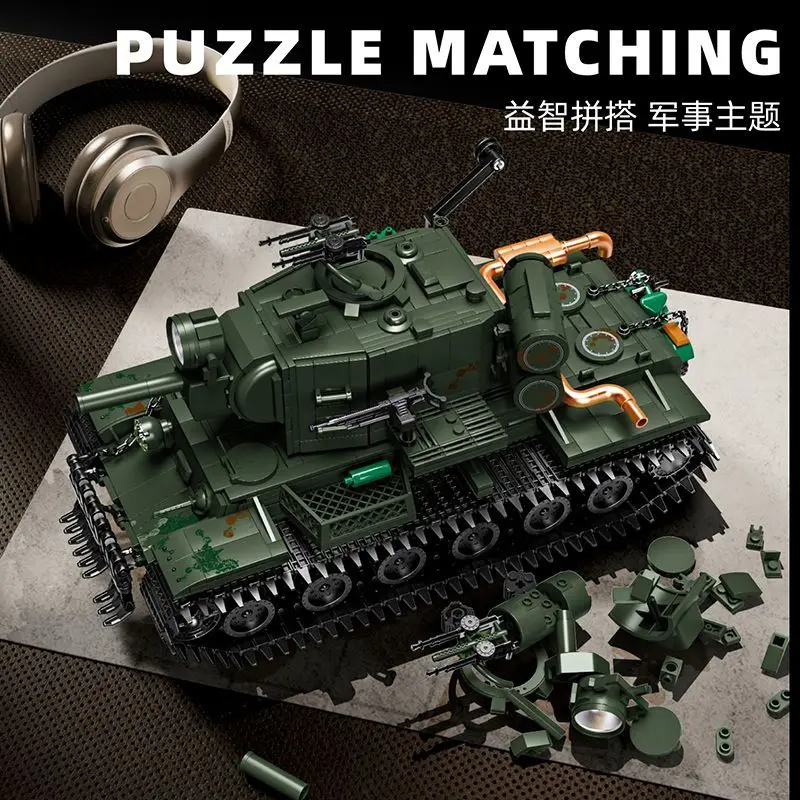 

12GO98003 WWII KV-2 Rat-type Heavy Tank Building Puzzle Assembly Educational Toy Model