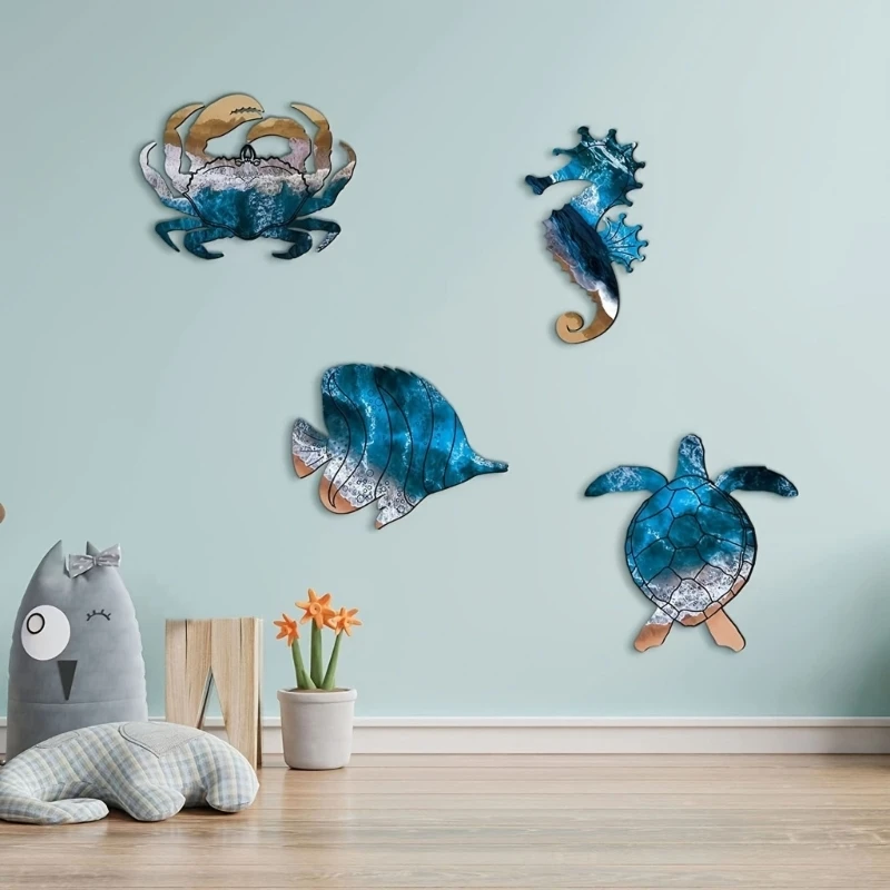 Meerestier-Wandskulpturen, Meerestier-Wanddekoration, Holztafel für Kinderzimmer, 3 x – Detail 1