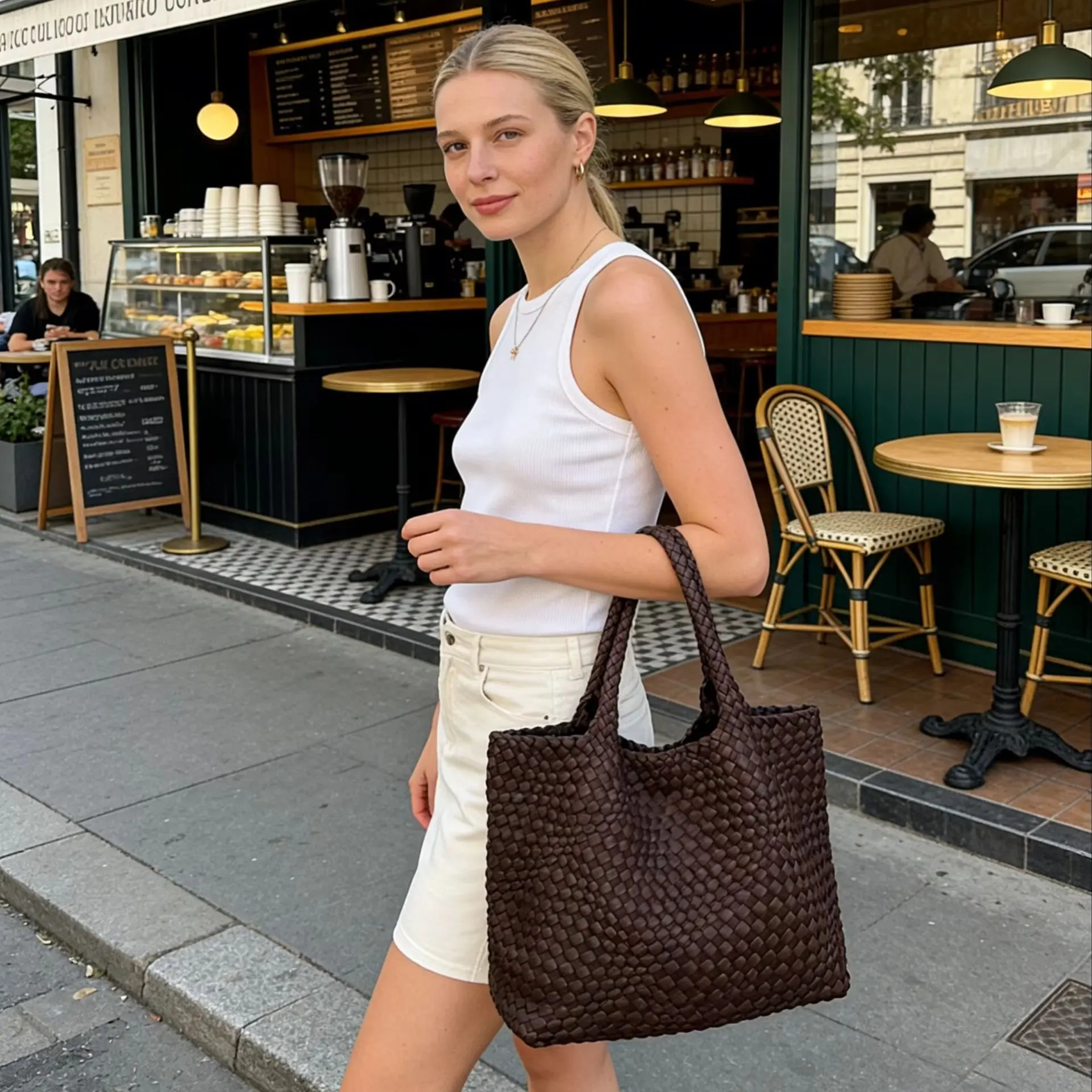 

Women Neoprene Handbag Large Capacity Quilted Design Soft Shoulder Bag Retro Daily Commute Shopping Travel Casual Tote 2026