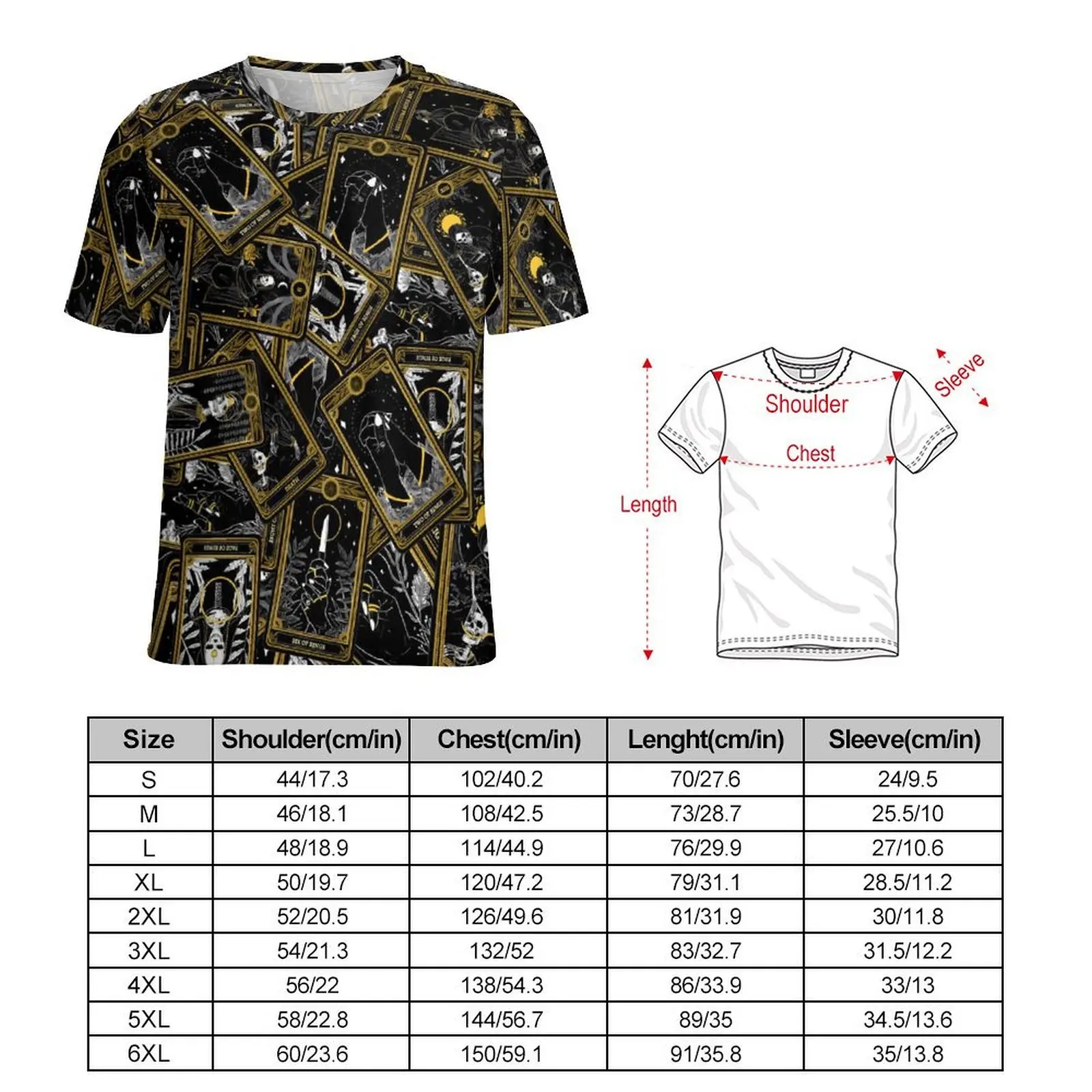 Original T Shirt Modern Tarot Cards T Shirts Vintage Print Kawaii Hippie Tee Shirt For Male Short Sleeves Oversized Clothes