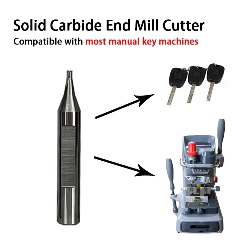 2 Flute Sharp Milling Cutter 0.8mm-3.0mm for Vertical Manual Key Cutting Copy Machine Locksmith Tools
