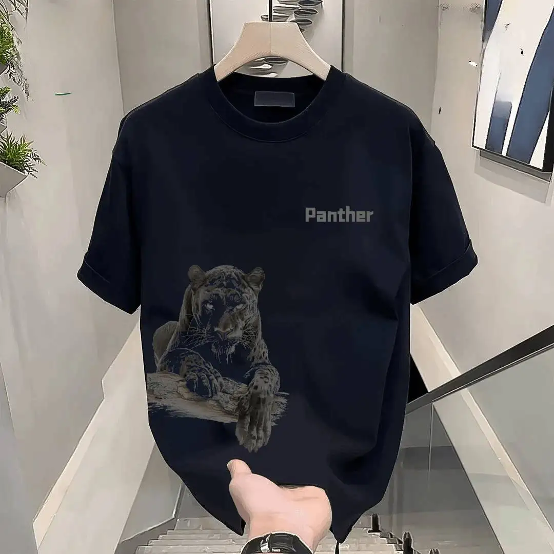 

Мужская высококачественная легкая роскошная универсальная хлопковая футболка с короткими рукавами, американская модная уличная одежда, повседневный универсальный топ с круглым вырезом