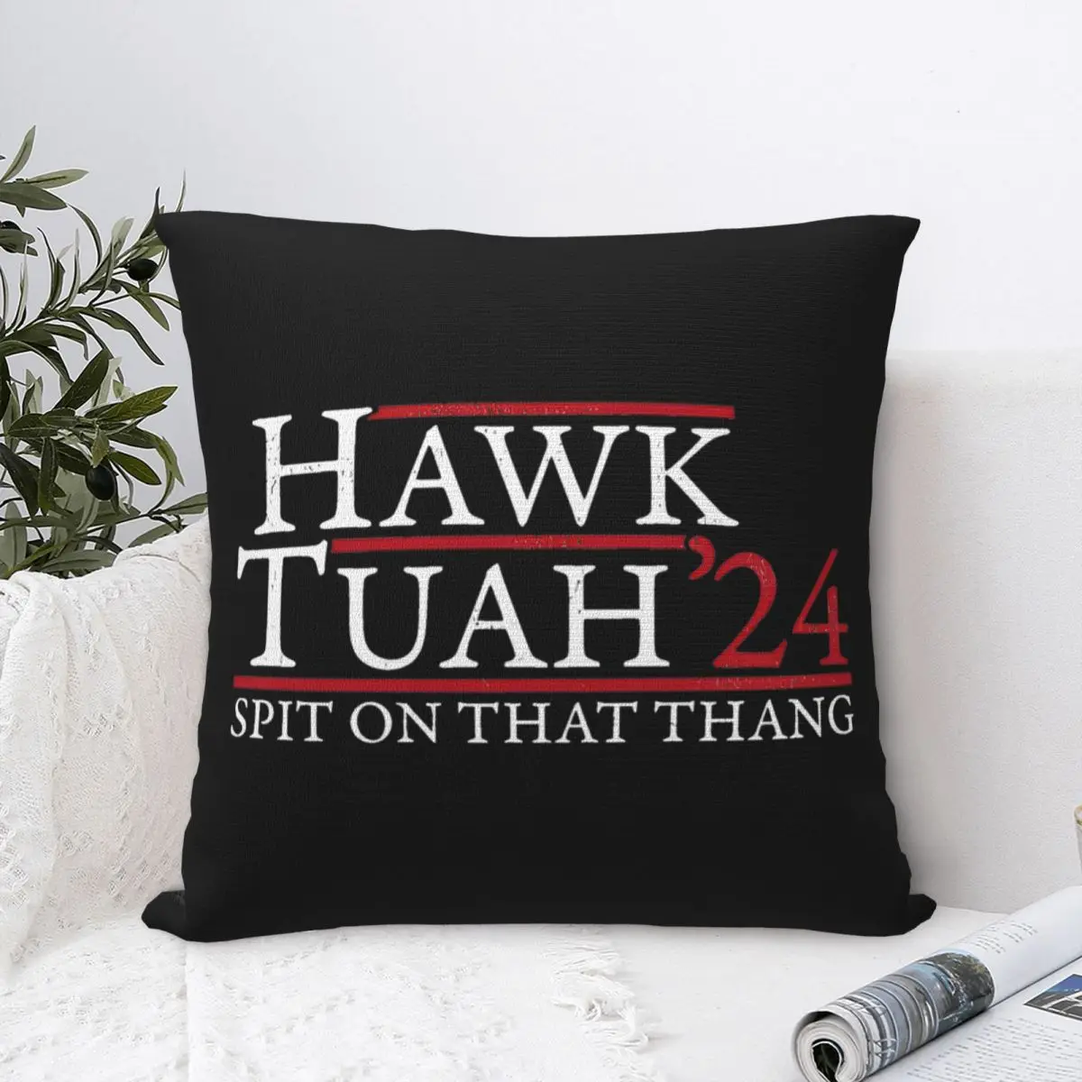 Hawk Tuah Spit On That Thang Meme Square Pillow Covers Polyester Car Cushion Cover Creative Throw Pillow Case 40*40