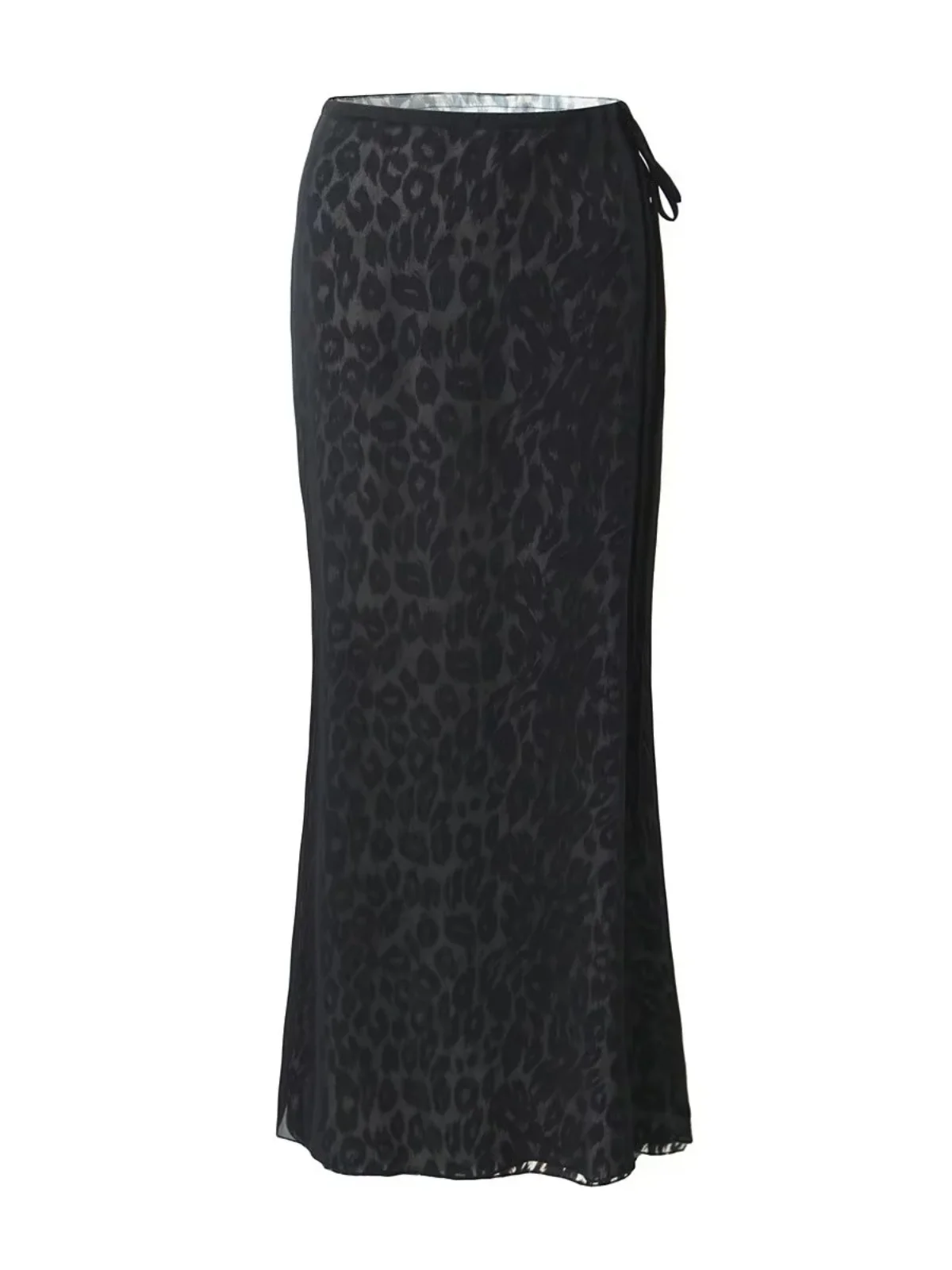 

Retro Leopard Print Sexy ter Fi Tail Midi Skirt Women's Sa High Waist A-Line Long Skirt Street Sle Polyester 00%