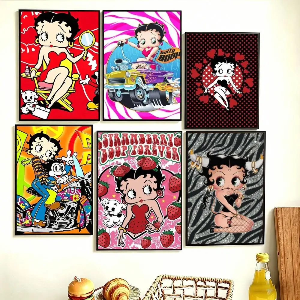 

Betty Boop Poster Perfect Space Sticker Self Adhesive for Office Home Theater Wall Art Decor Fancy Gift