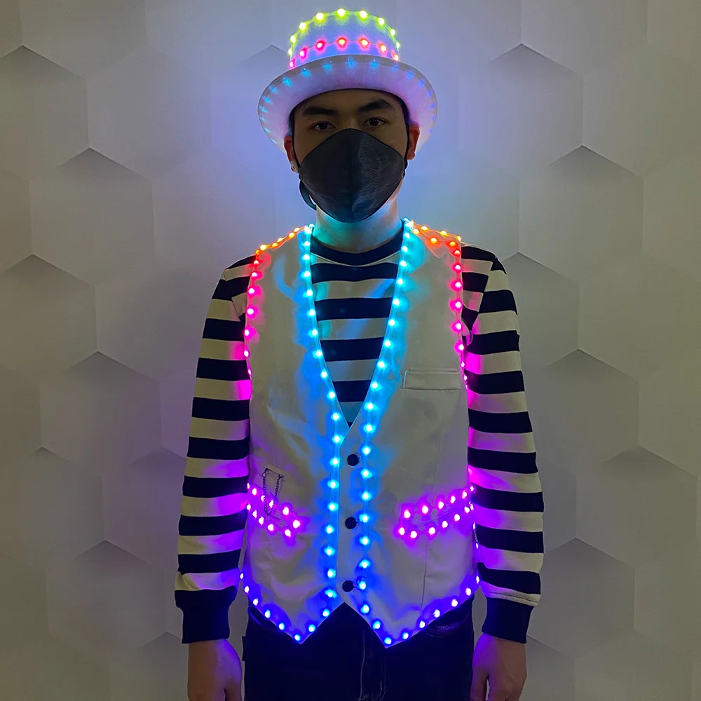 Colored led luminous vest Bar Clothing Jacket vest DJ Singer party glow-in-the-dark supplies Dance hat charging luminous supplie