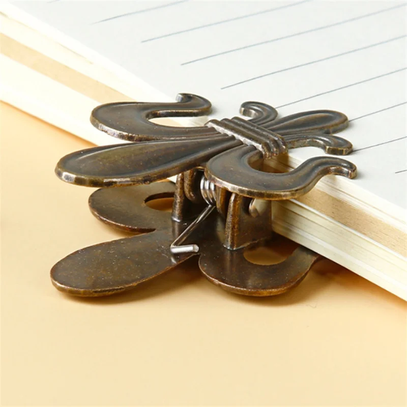 Vintage Bronze Iris Flower Metal Binder Clip Notes Letter File Paper Clip Scrapbook Clip Bill Binder Clip Storage Clip