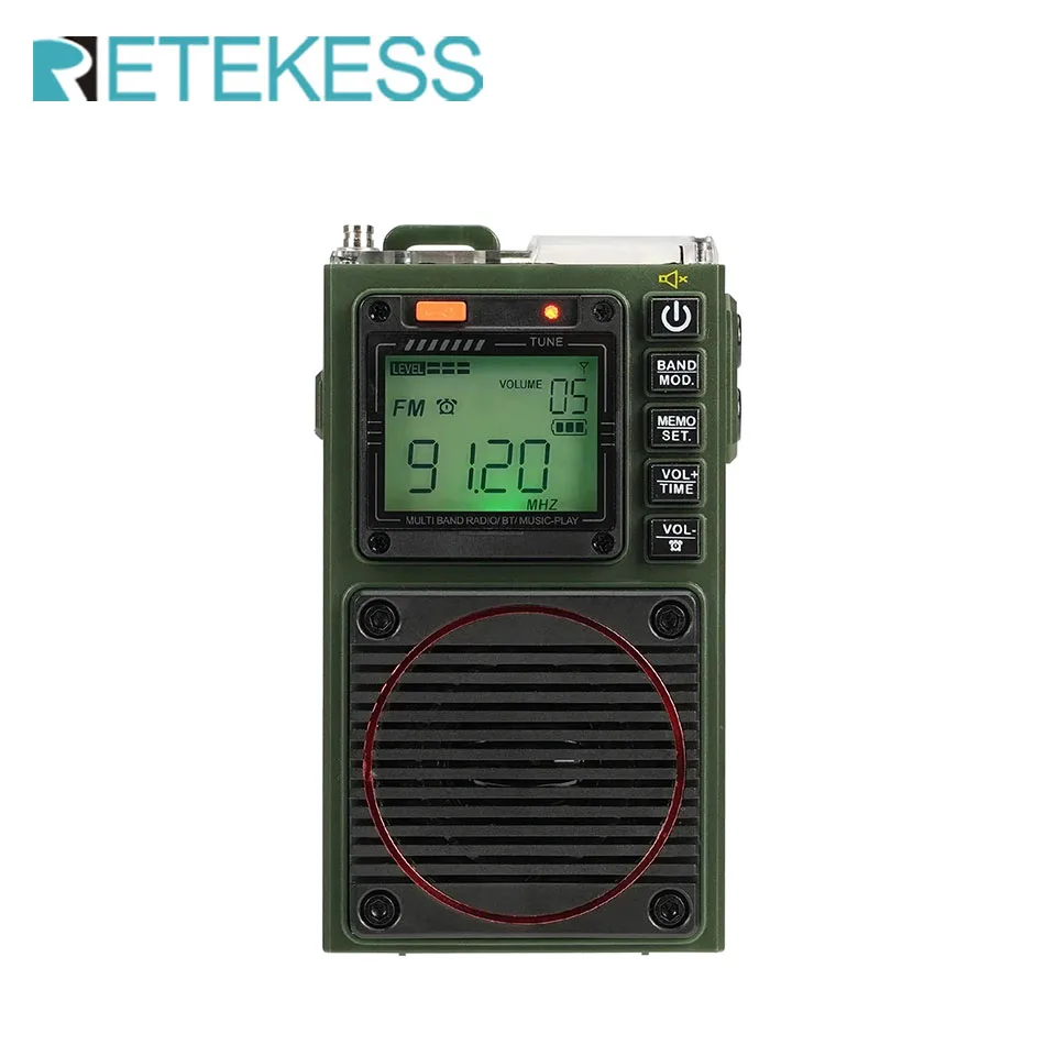 Retekess TR111 Radio FM Portable Radios AM FM Mini Ham Radio Shortwave Emergency Amateur Radio Multiband SW VHF WB Alarm Clock