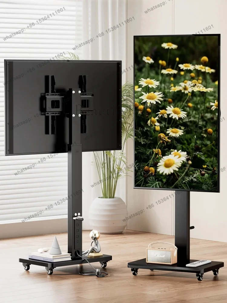 Suitable 26-55 32-75inch Movable TV Bracket Floor-to-ceiling Type Wheel Rotating TV Stands Lifting Rolling Mount Stand Trolley