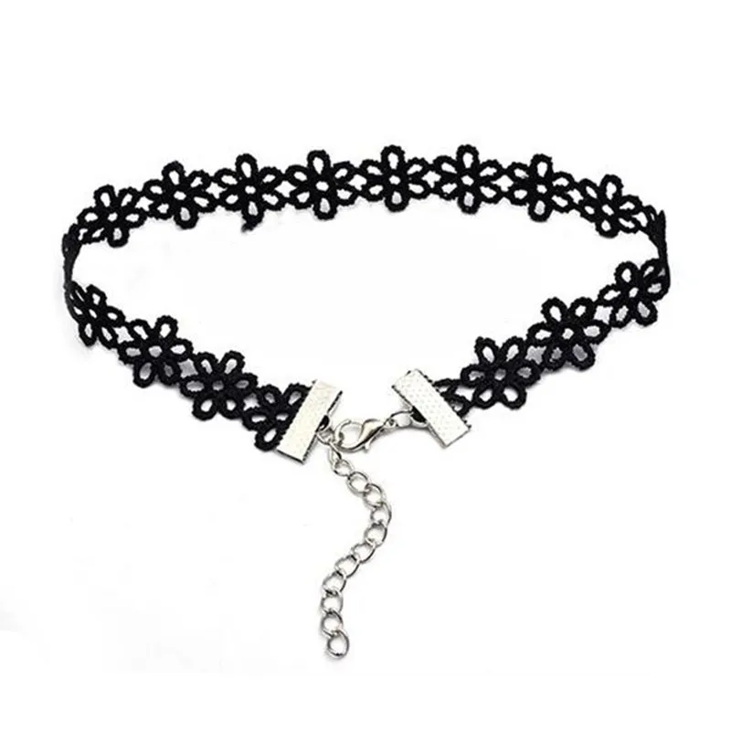 New Gothic Tattoo Leather Choker Necklace Black Lace Velvet Strip Necklace Woman Collar Party Jewelry Neck Accessories Wholesale