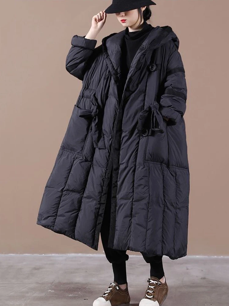 Winter Women\'s Down Parka Oversized Sonw Coat Ultra Light Warm Long Female Puffer Jacket Windproof Outwear