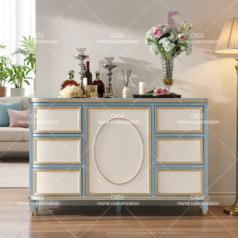 Retro Painted Entrance Cabinet Living Room Decorative Storage European Multi-functional Shoe Cabinet Dining Sideboard