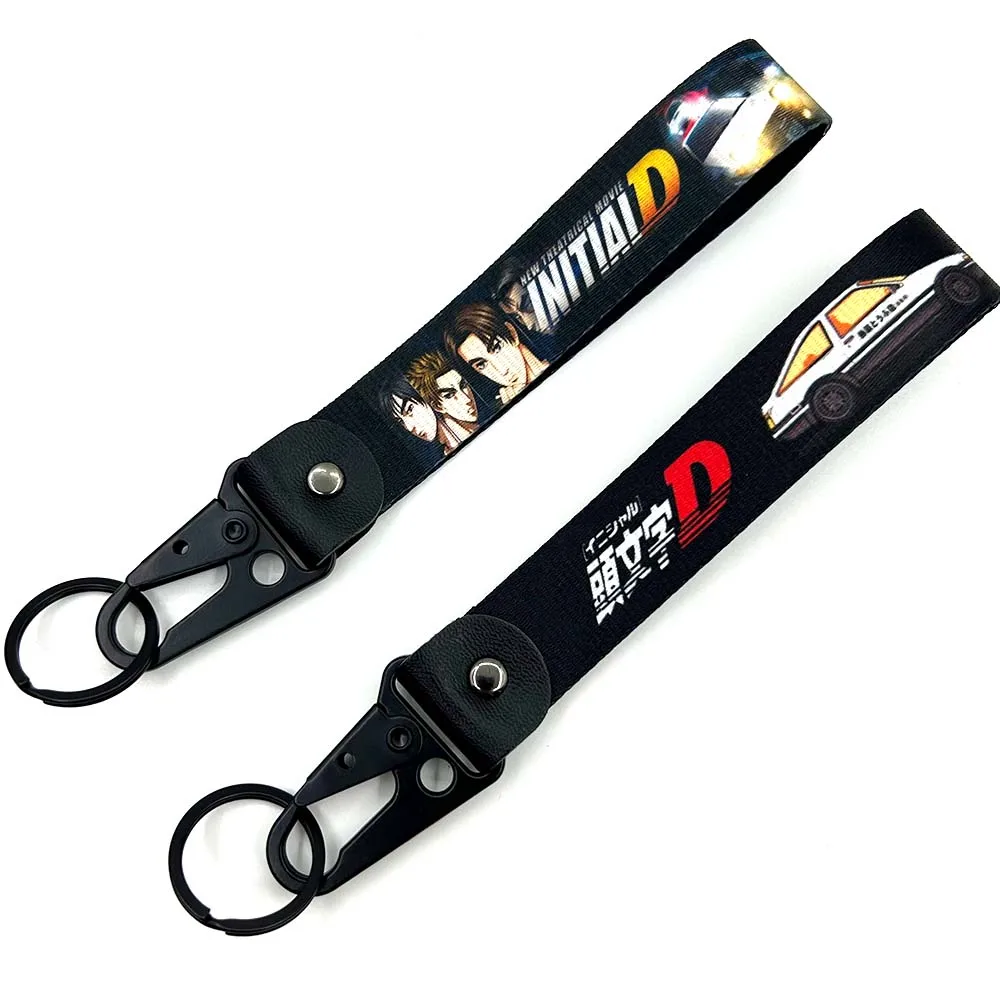 JDM Keyring Tags Initial D Fujiwara Tofu Shop Nylon Wrist key Strap keychain Auto Key Spring Clip Lanyard AE86 Auto Accessories