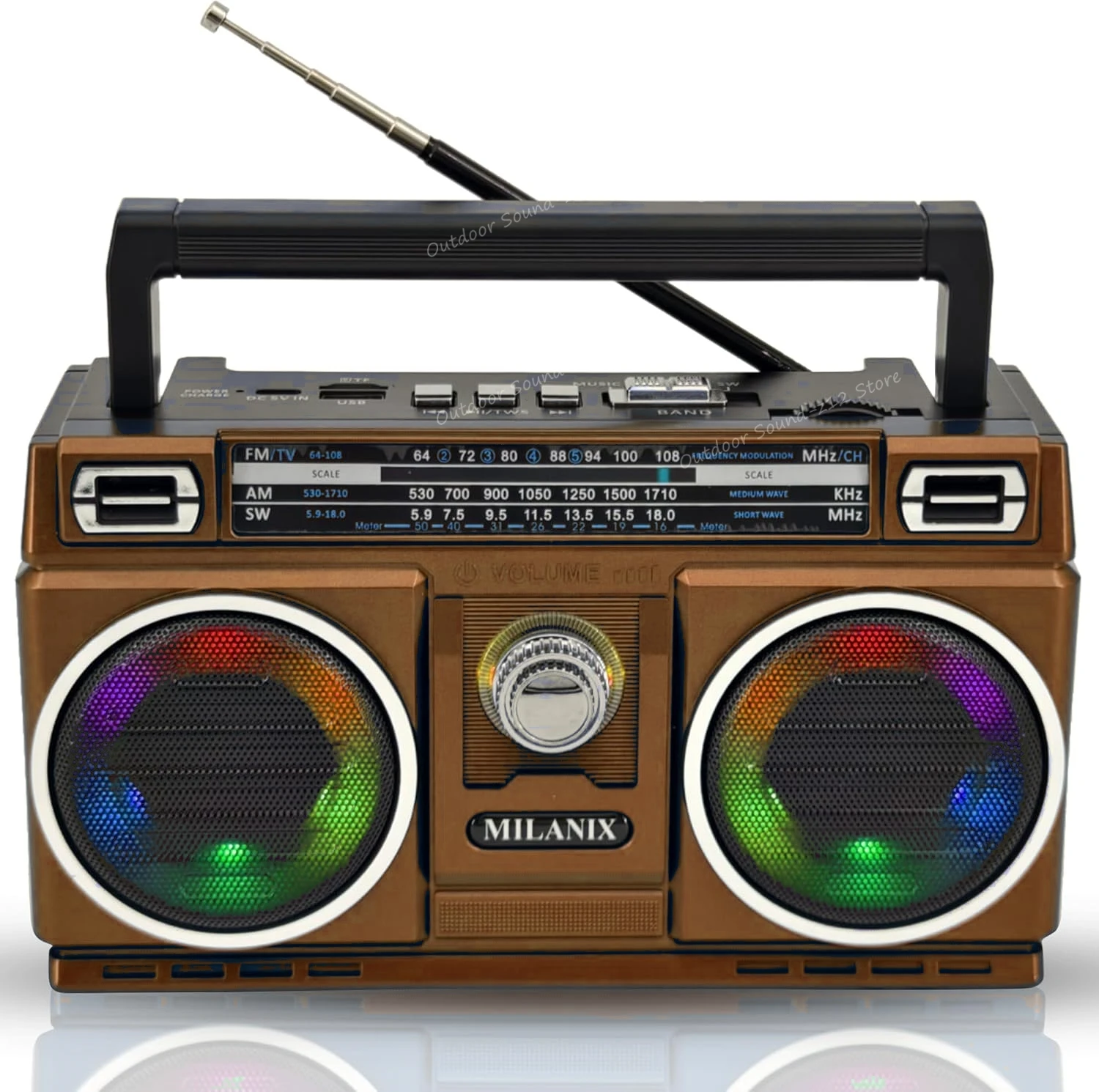 La mejor Radio Transistor de recepción, sintonización con batería recargable, luces coloridas, Radio portátil AM FM con Altavoz Bluetooth