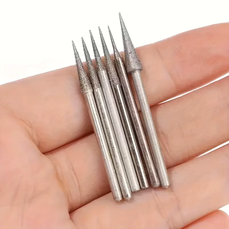 6pcs High-Precision Rotary Grinding Head Needle Drill Bit - Used for Jewelry, Metal, Stone Carving and Cutting Deburring Tools