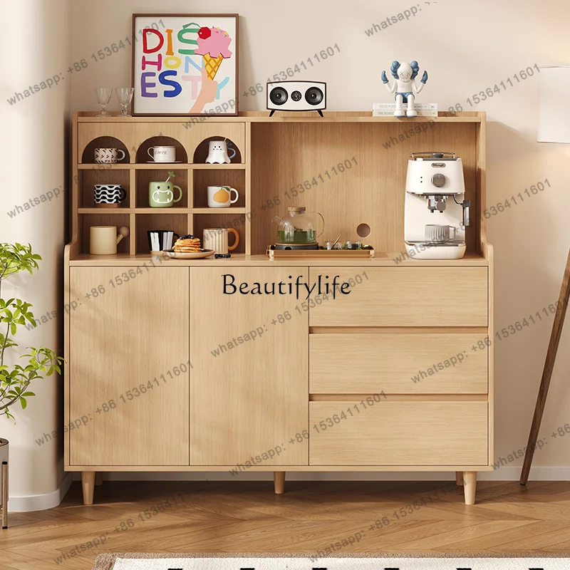 Customization Medieval Solid Wood Dining Side Cabinet Integrated Locker Against The Wall