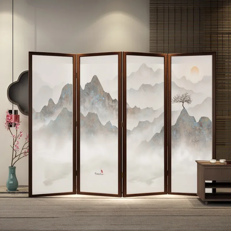 for Screen Folding Mobile Living Room Partition Baffle Entry Door Blocking Simple Modern Office Solid Wood Entrance Door