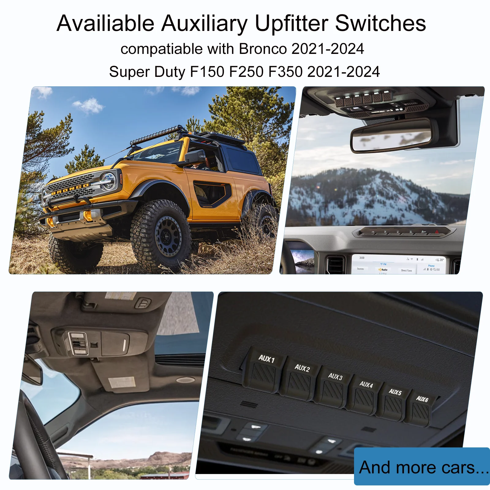 for HansPilot AAUS001 Availiable Auxiliary Upfitter Switches compatiable with Bronco 21-24  F150 F250 21-24