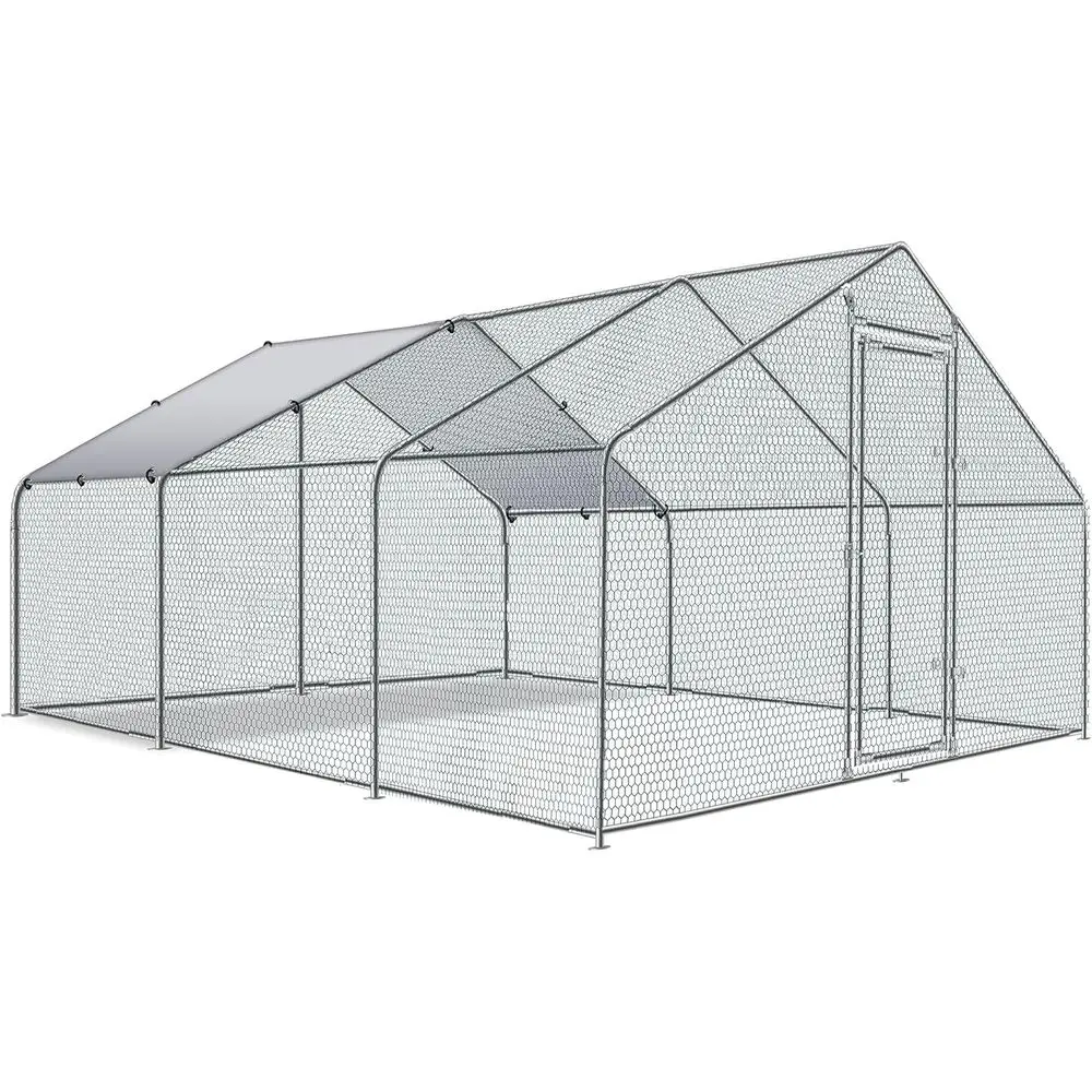 

Уличный курятник с трехсторонней проволочной сеткой, УФ-стойким и водонепроницаемым покрытием (10 футов (Ш) x 19,5 футов (Д) x 6,5 футов (В))