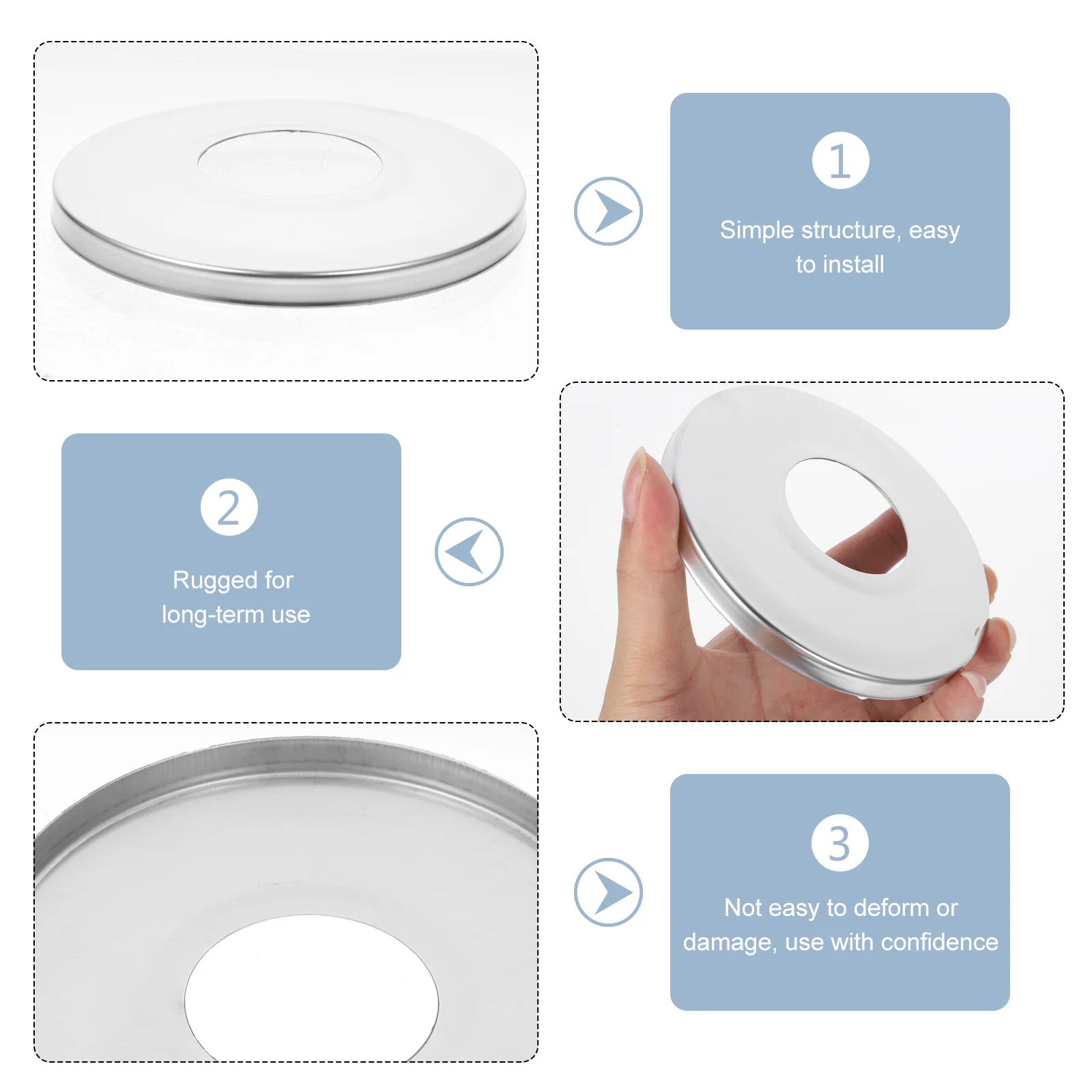 

2Pcs Pool Ladder Cover Plates Stainless Steel Decorative Covers for Escutcheon Resistant Ideal for Home Pool