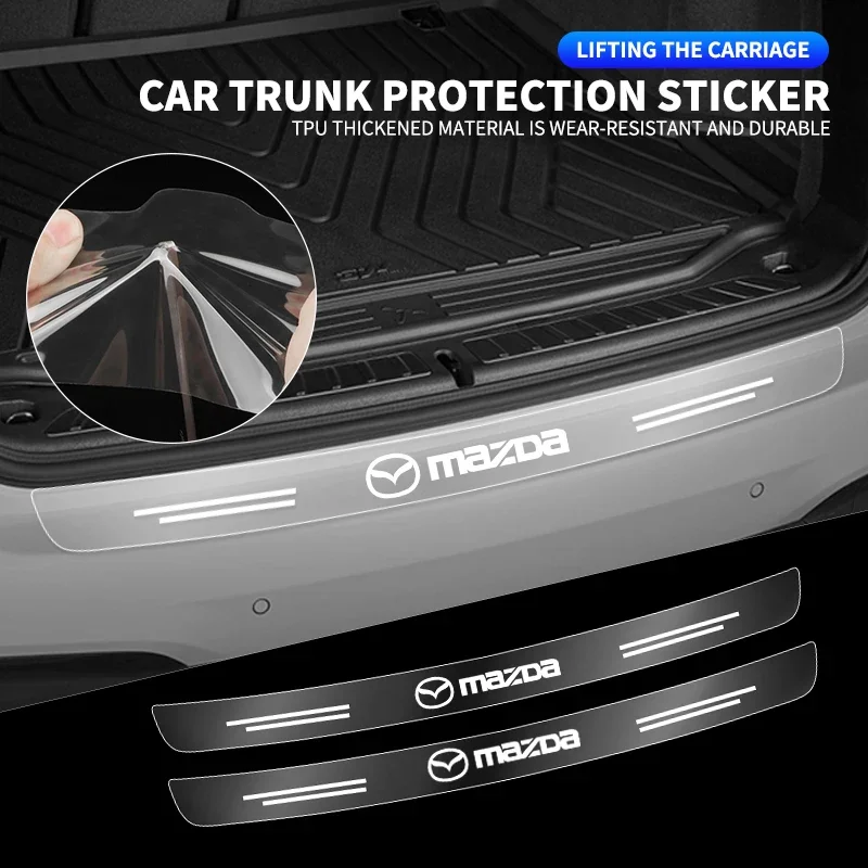 Car Trunk Rear Guard Plate Bumper Protective Film Transparent Stickers For Mazda 3 CX5 6 2 Axela BK GH CX3 CX30 MX5 5 CX7 CX9 MS