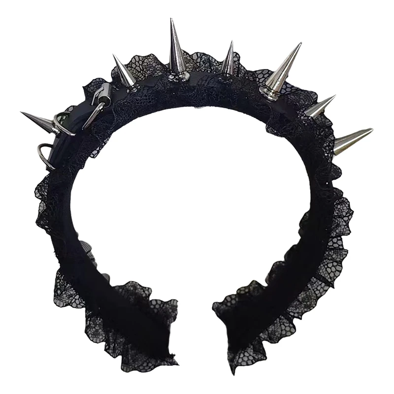 Mode Punk Goth Stirnband für Frauen und Mädchen Niet Design Haarband Cosplay Kopfschmuck Silber Goldene Haar Zubehör