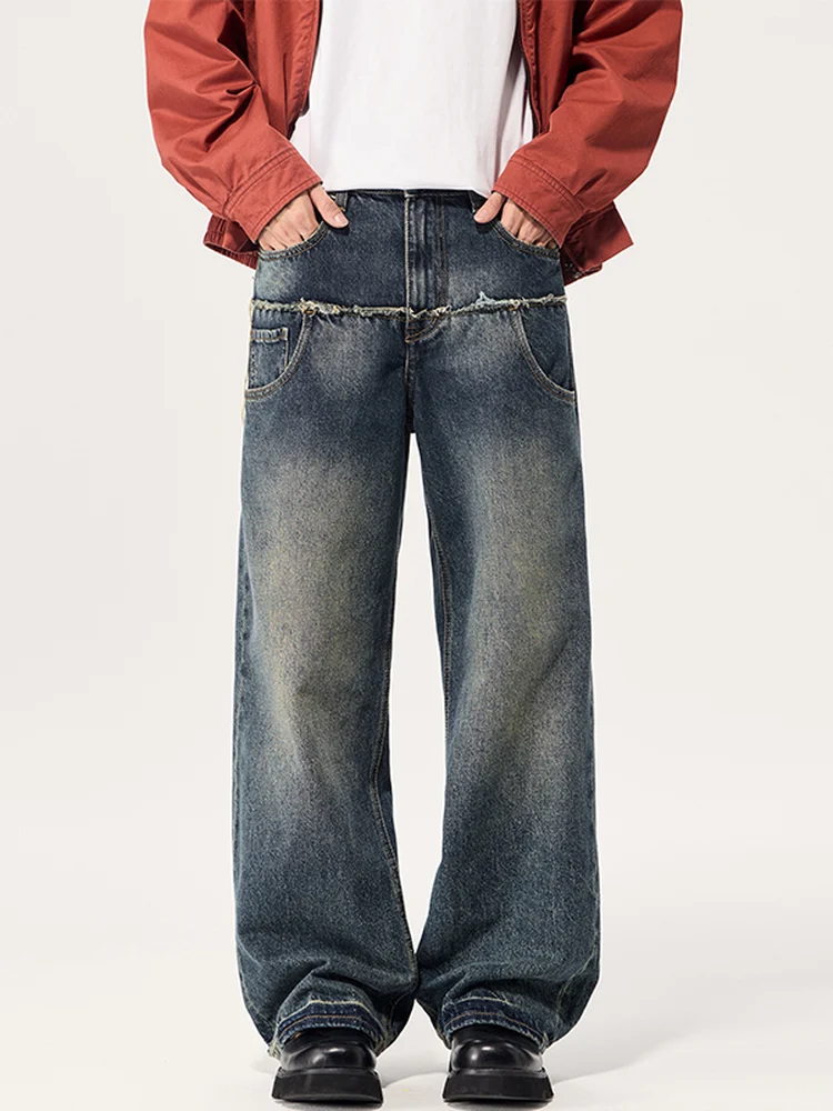 

Джинсы Bla Armada 2025: осенние винтажные прямые брюки свободного кроя, повседневные, мужские, универсальные, ретро, из смесового хлопка