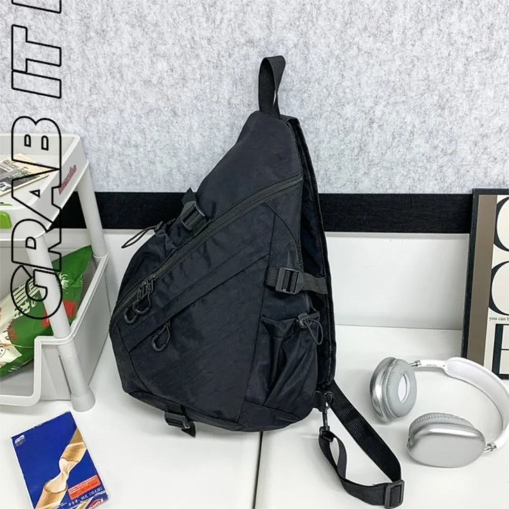 

Solid Color Men's Chest Bag Multiple Pockets Multifunctional Oxford Cloth Shoulder Bag Korean Style Large Capacity