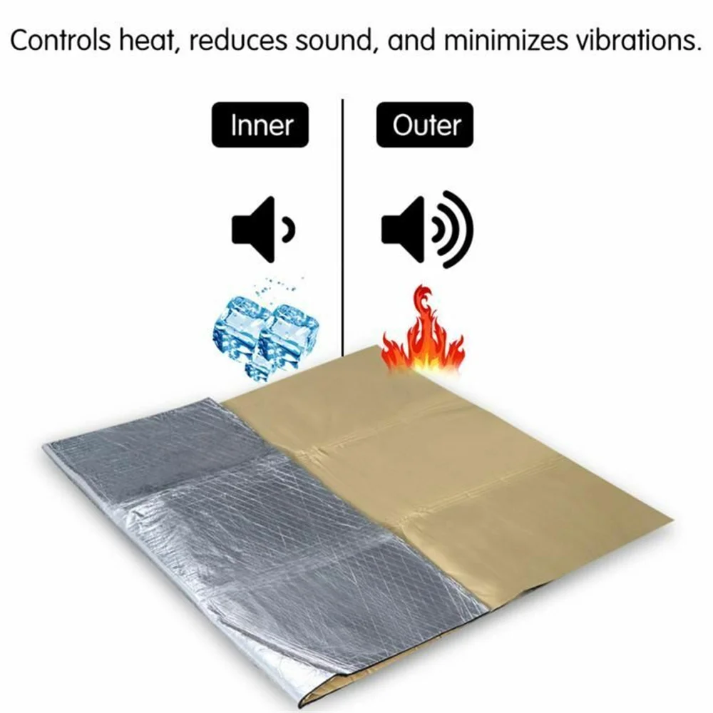 140x100cm Car Sound Deadener Mat Noise Bonnet Insulation Deadening Hood Engine Firewall Heat Foam Sticker Dropship