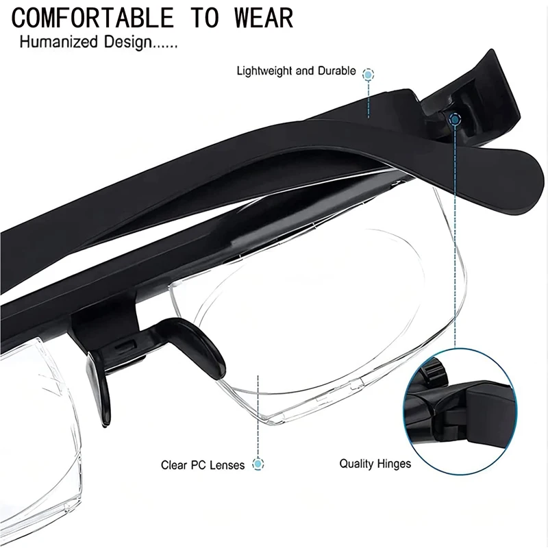 Zoom Adjustable Orthoptics Myopia Reading Glasses Diopter -600 To +300 Near Far Sight Women Men Unisex Magnifying Eyeglasses