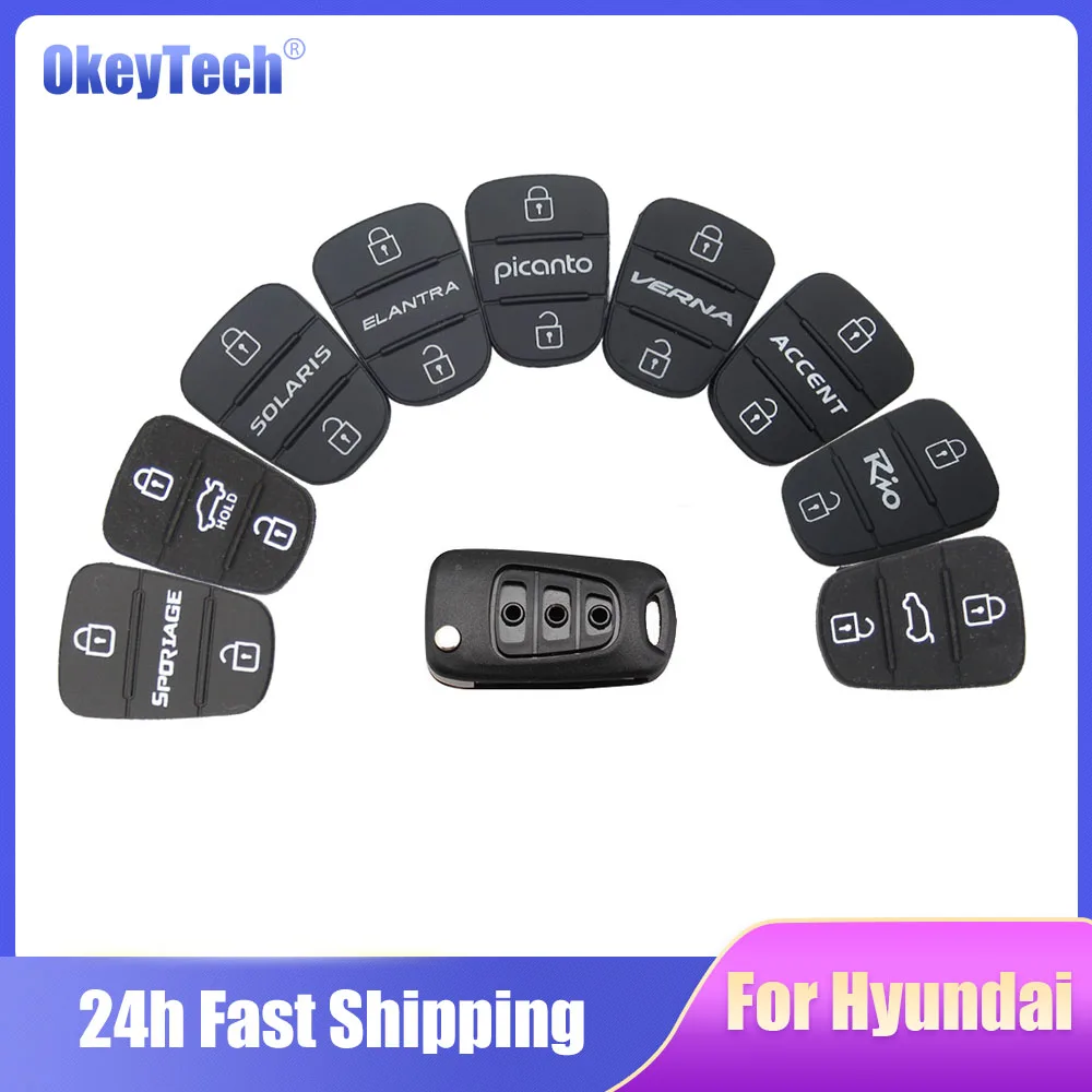 OkeyTech 2pcs/lot 3/4 Buttons Rubber Pad Flip Folding Remote Car Key Pad For Hyundai I30 IX35 Kia K2 K5 PRIDE BONgo RNY