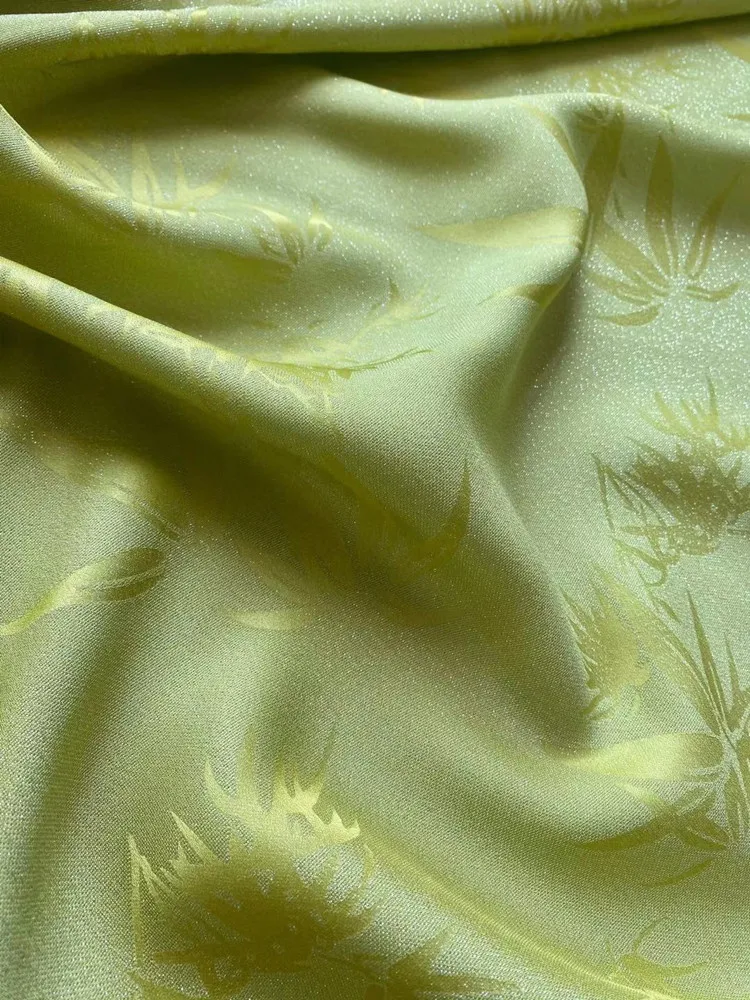 

Real Silk Bamboo Leaf Interwoven Jacquard Fabric Han Chinese Clothing Cheongsam Hollow Clothing Cloth