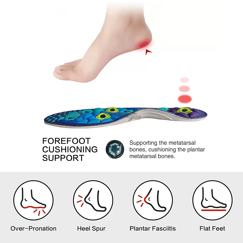 Magnetic Therapy Massage Insoles Arch Support Orthopedic Insole Comfort Shoe Pad Camping Hiking Deodorant Breathable Shoe Insert