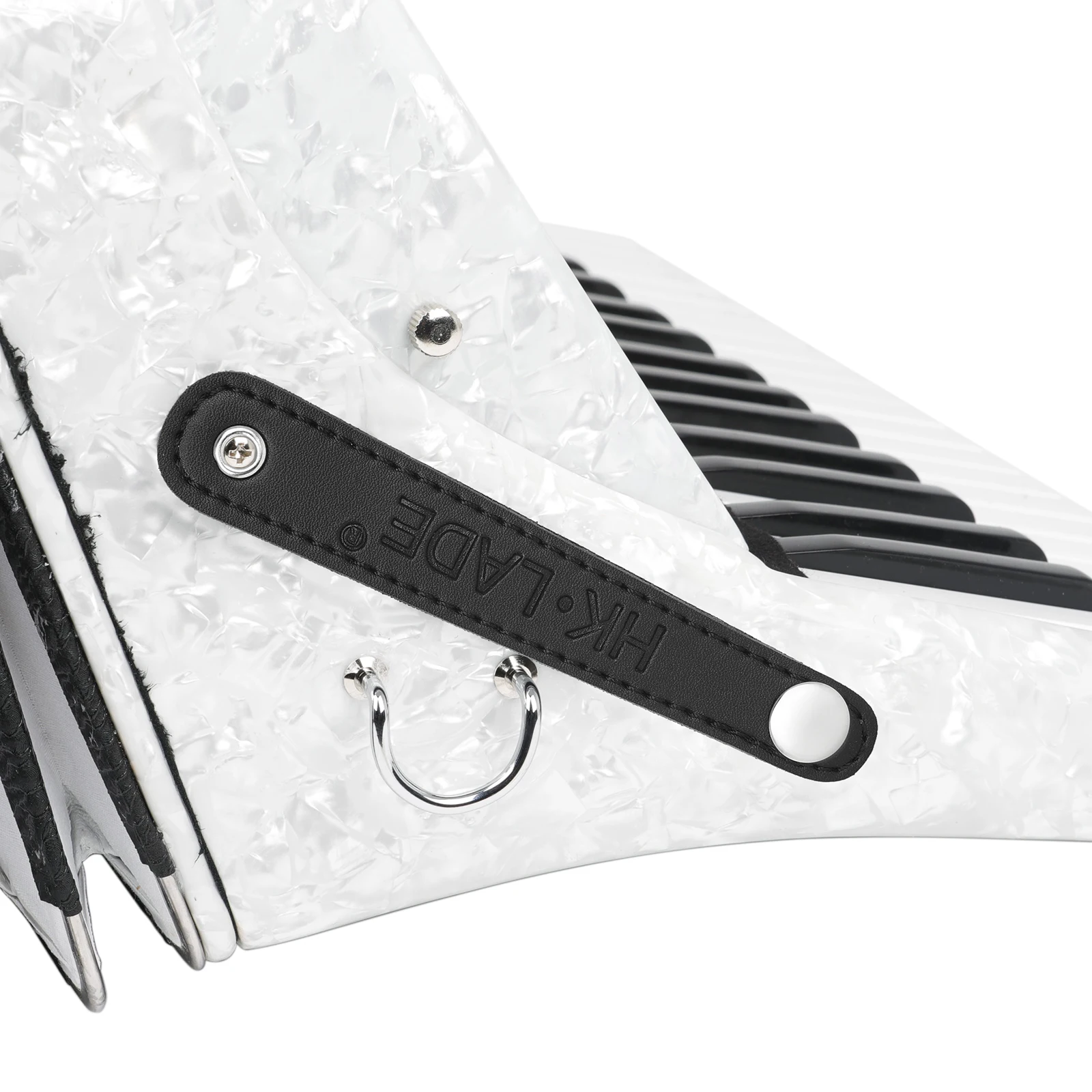 HK·LADE F-130 Accordion Bellows Straps PU Leather Accordion Locking Straps Replacement Set with Metal Snap Rivets Accordion Part