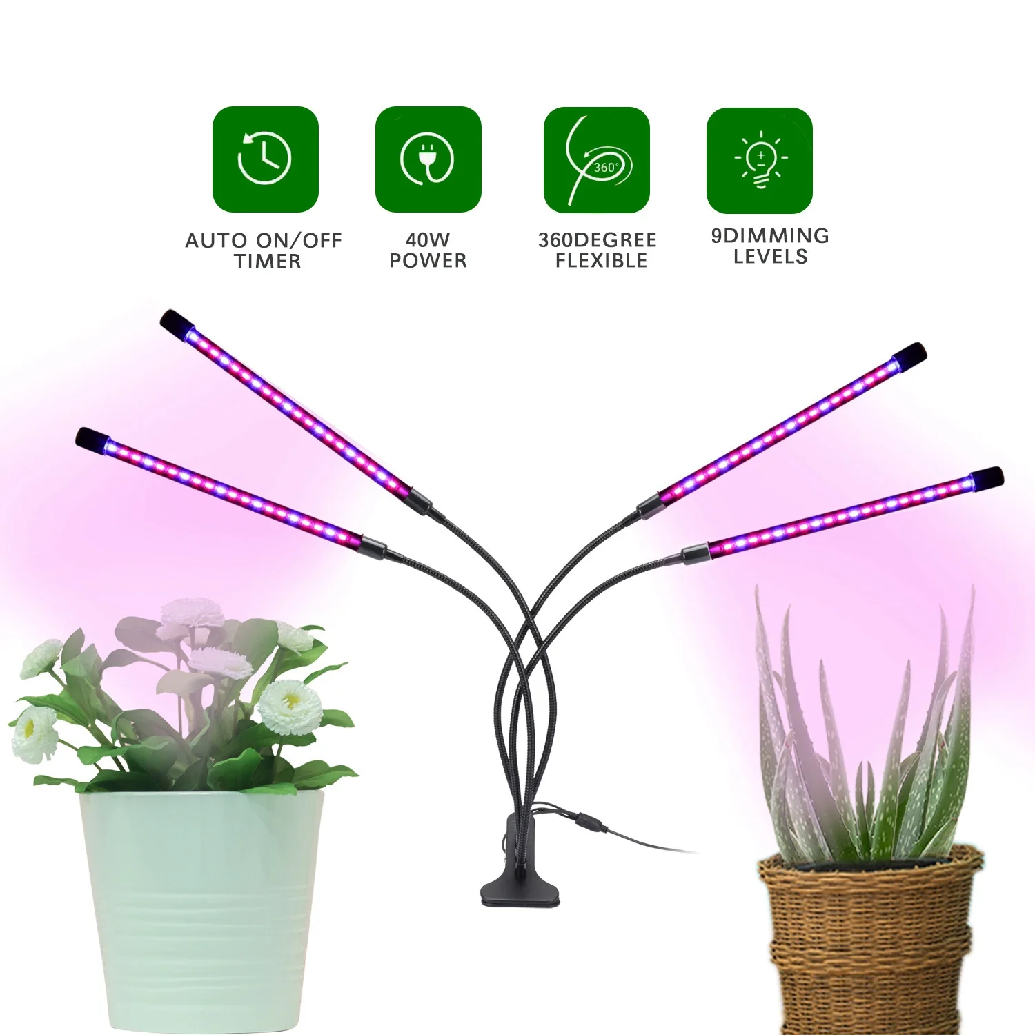 40W Plant Grow Lamp Led Full Spectrum Growth Light Bulbs Seedling Flower Phyto Lamp for Indoor Hydroponic Plant,US