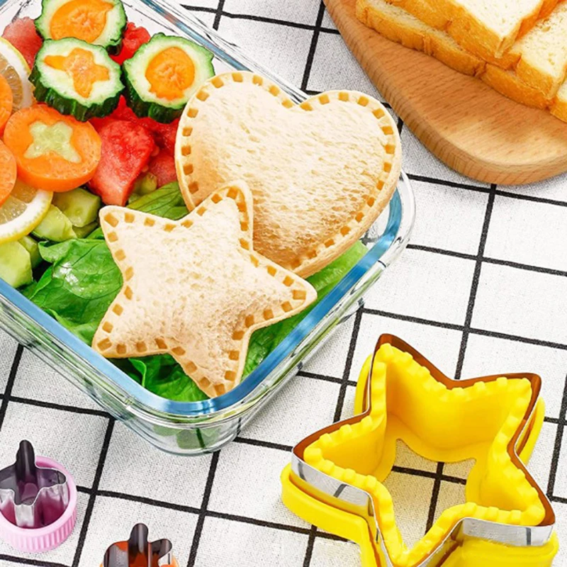 Sandwich Cutter Set for Kids Animal Dinosaur Star Heart Shape Stainless Steel Bread Mould Metal Cookie Cutters Mold Baking image 2
