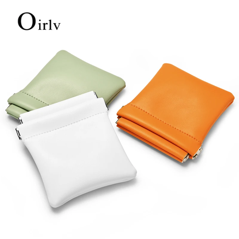 Oirlv Small Jewelry Bag Leather Gift Bags Jewelry Organizer Automatic Close Jewelry Bag Colorful Portable Storage Bag Organizer