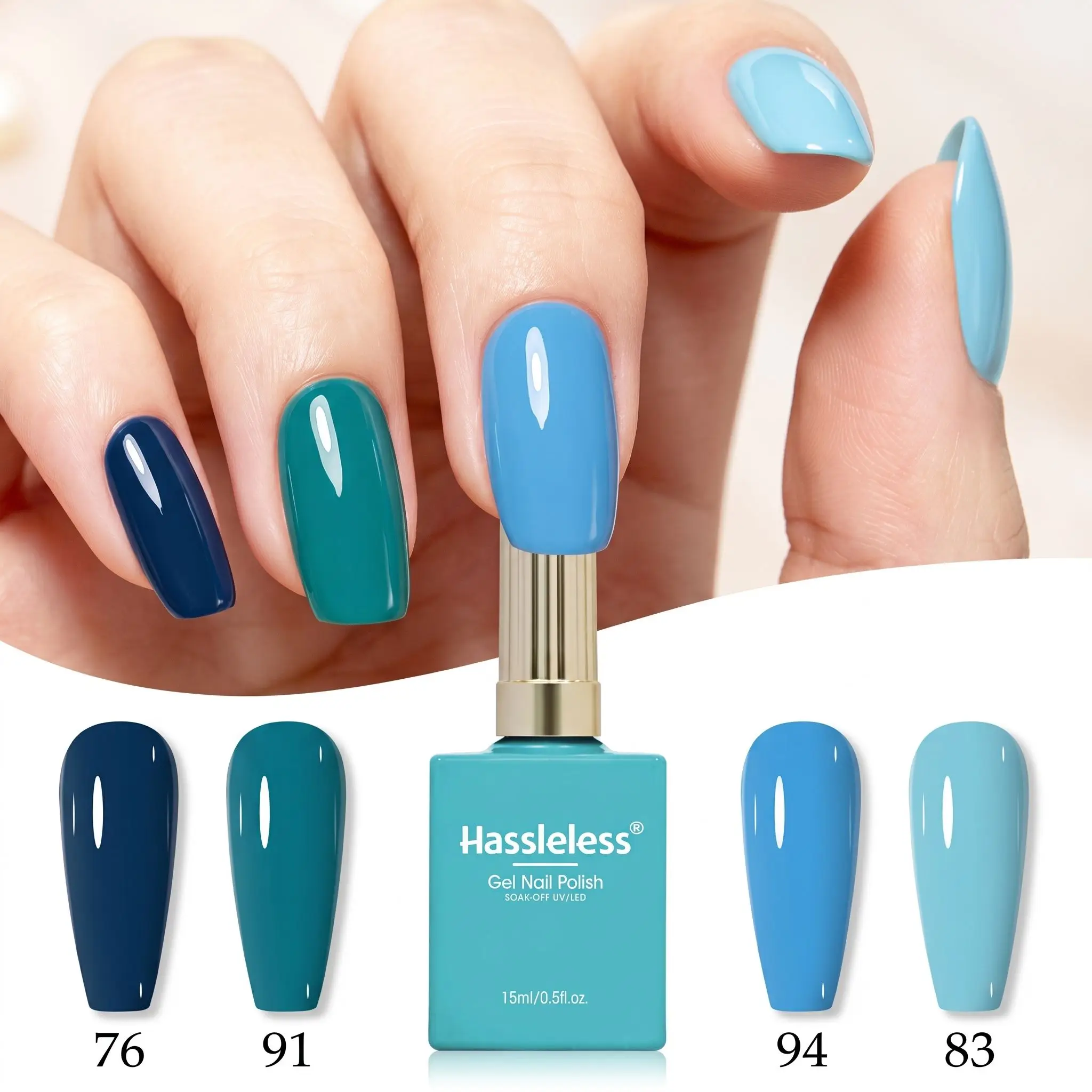 Hassleless 4Pcs Nail Polish Gel Set, High Saturation Solid Color Nail Polish, Smooth and Thick Texture, Full Coverage in One Layer, No Smudging, No Fading, Even Beginners Can Apply It Smoothly, Achieving Salon-Quality