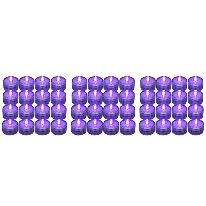 

B28C-36Pcs Submersible LED Light,Purple Waterproof Flameless Candle Tea Lights,Underwater Battery Operated Seasonal Festival