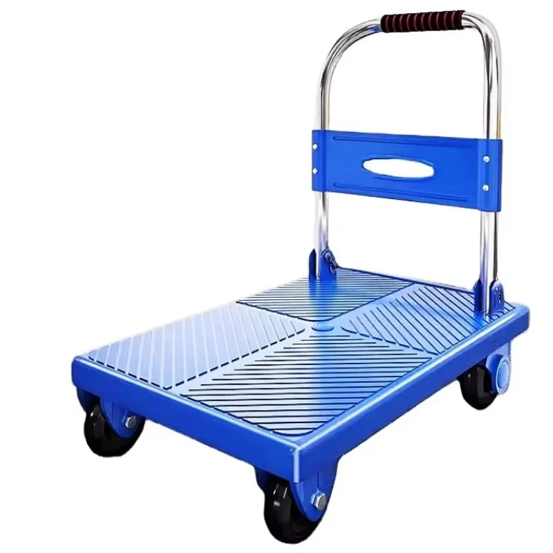

110*65 Load King 600kg Flat Cart Portable Four-Wheel Mute Shopping Trolley Steel Construction Foldable Pulling Warehouse
