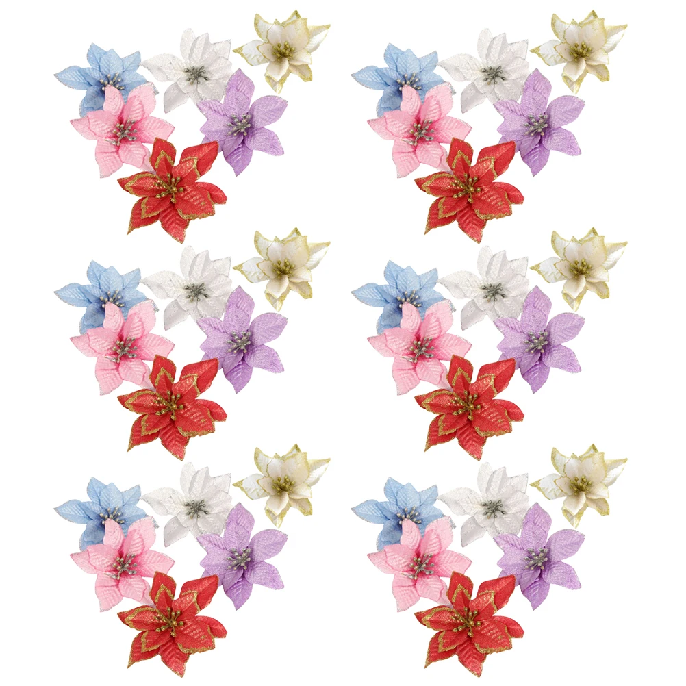

36pcs Cloth Artificial Diy Christmas Tree Ornament Reusable Glitter Pendant For Party Wedding Home Decoration Craft